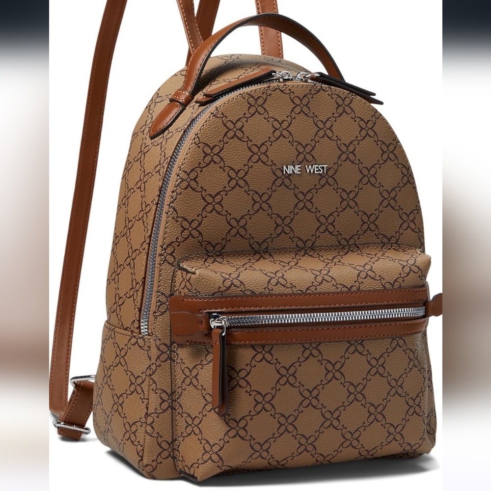 Nine West Vander Medium Logo Backpack Mocha NWOT